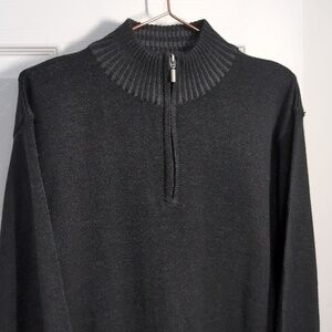 Joseph & Feiss Merino Blend Men's Black Quarter Zip Sweater Size XL